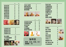 奶茶果汁饮料奶茶菜单