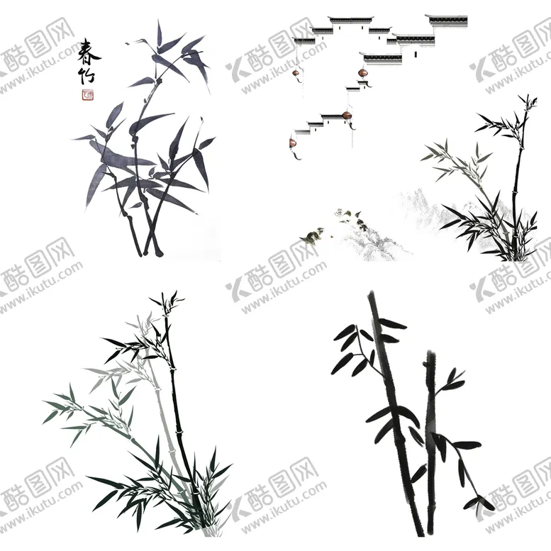 编号：69745309231519443504【酷图网】源文件下载-黑色水墨山水水墨竹子竹叶