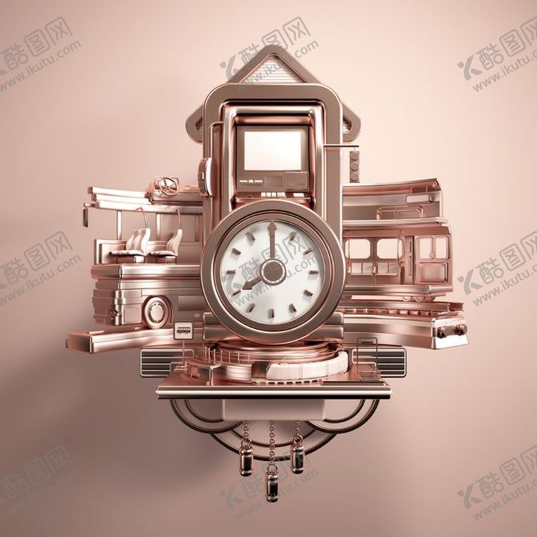 编号：41926810191049357659【酷图网】源文件下载-c4d金属钟表