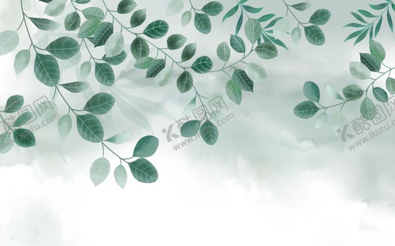 编号：46199310130512366705【酷图网】源文件下载-绿植树叶电视背景墙图片