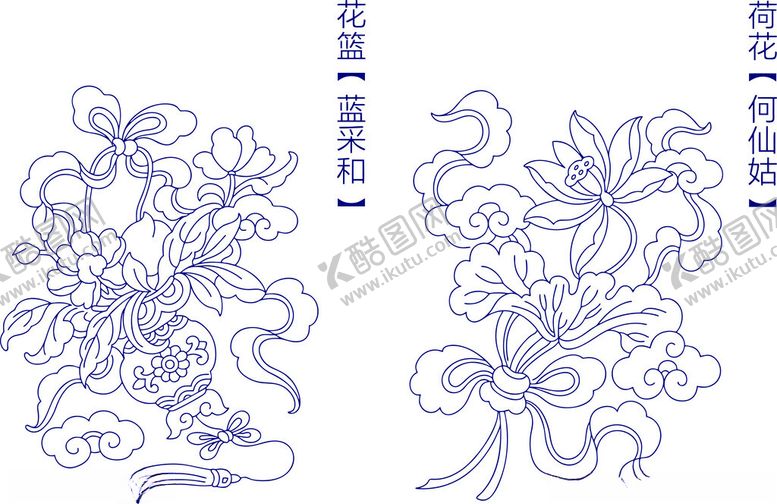 编号：74738012151330546217【酷图网】源文件下载-清代暗八仙纹装饰纹样传统纹样纹