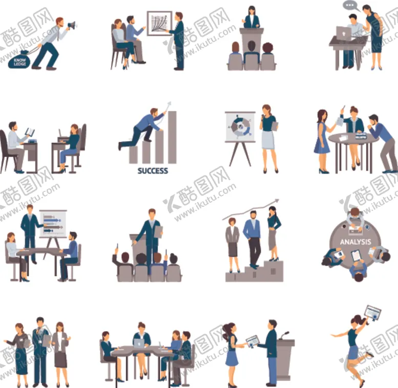 编号：73274006292341341875【酷图网】源文件下载-多样职场场景人物插画