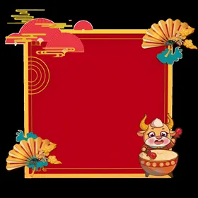 国潮边框复古灯笼素材古典