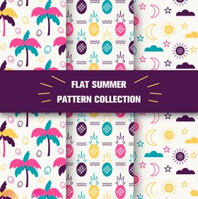 夏日扁平图案集合