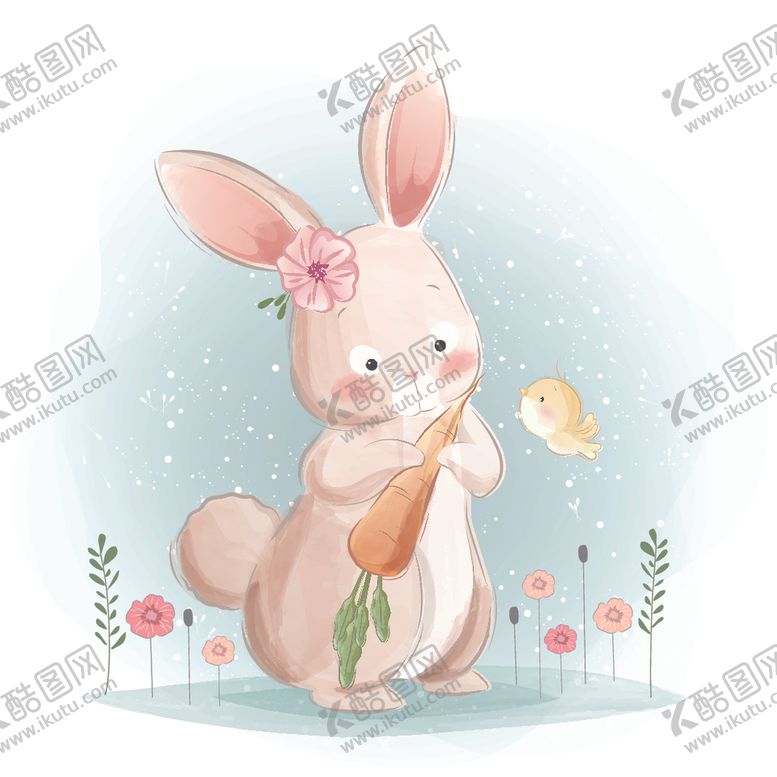 编号：53535809191151404793【酷图网】源文件下载-手绘可爱粉色小兔子