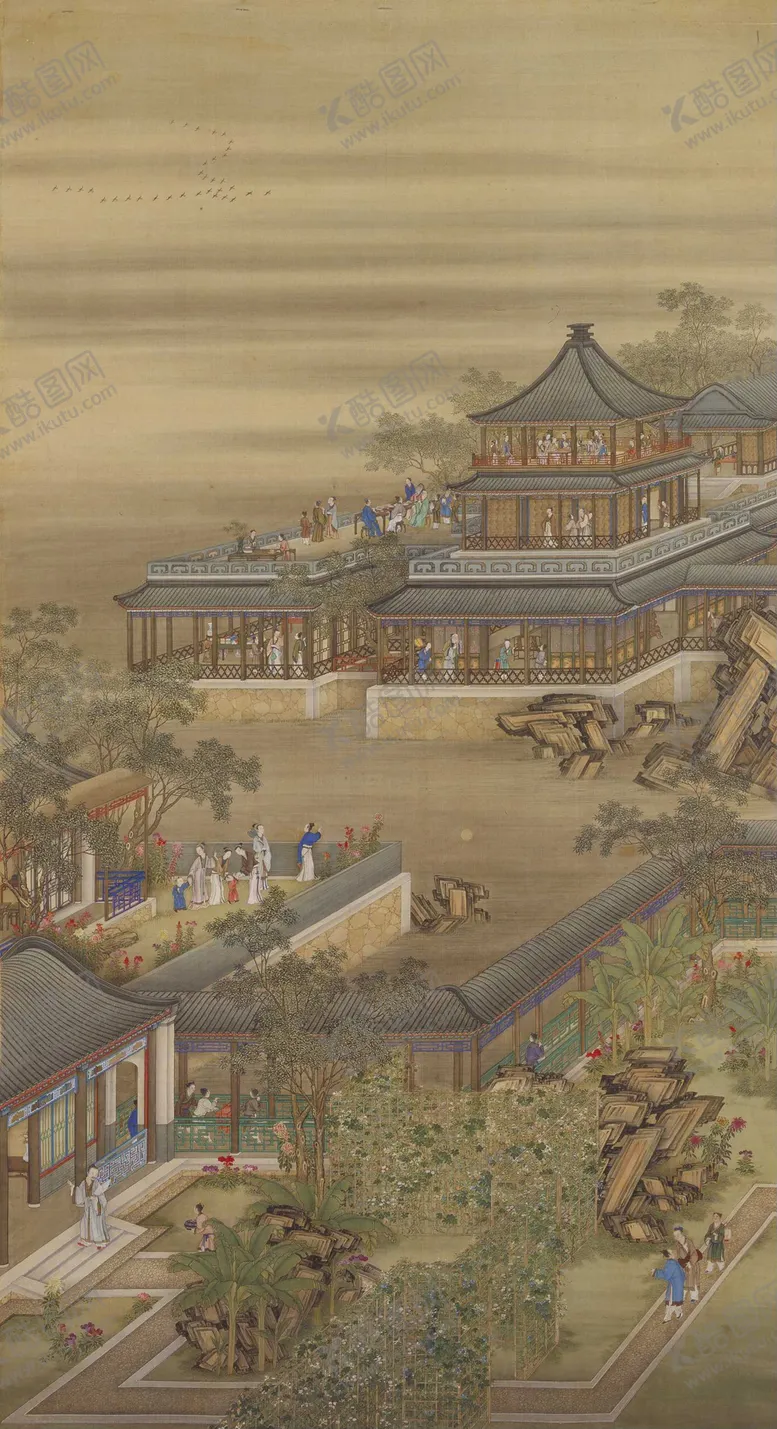 编号：10228404180746281106【酷图网】源文件下载-雍正十二月行乐图八月赏月