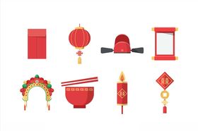 新年元素碗图标边框花纹春快乐