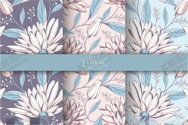 编号：35505904221620538819【酷图网】源文件下载-蓝紫花卉图案布料纹理