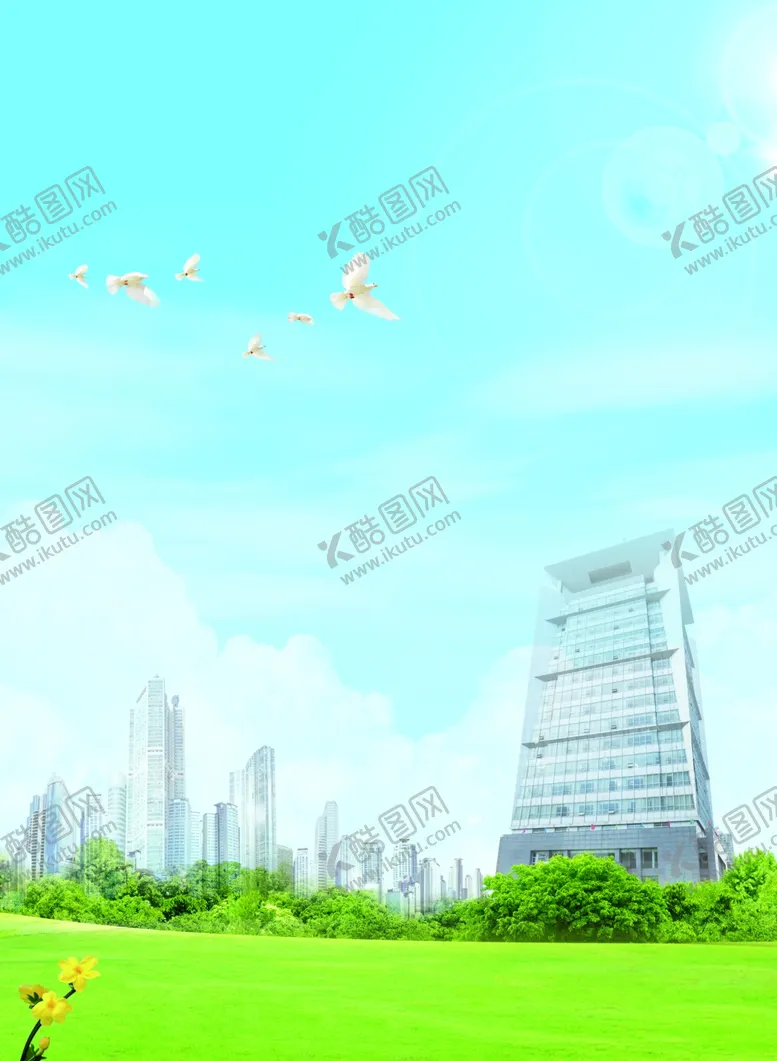 编号：42680703182004501817【酷图网】源文件下载-蓝天白云高楼