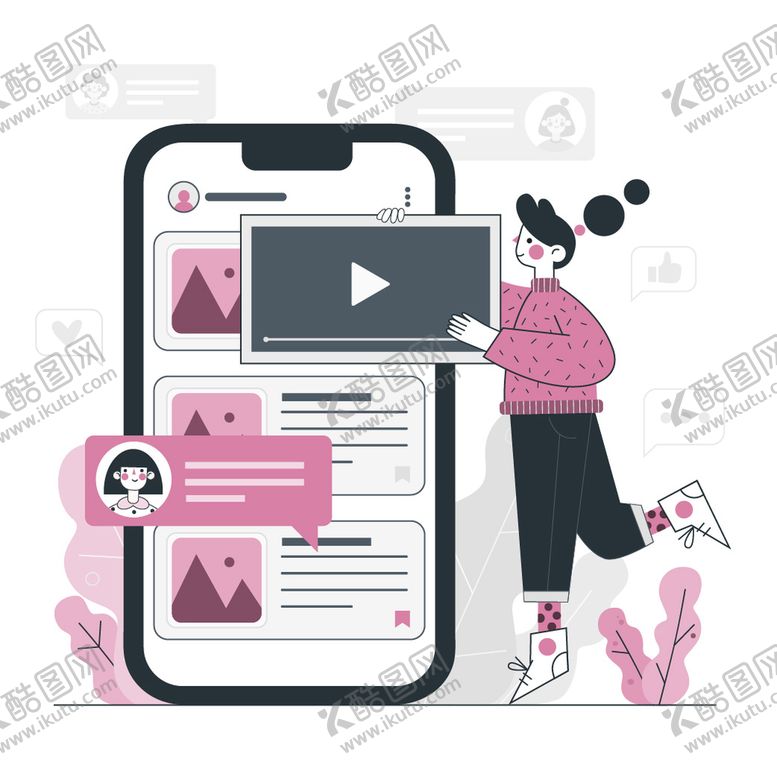 编号：89042309130122402498【酷图网】源文件下载-直播自媒体插画潮流个性网络营销