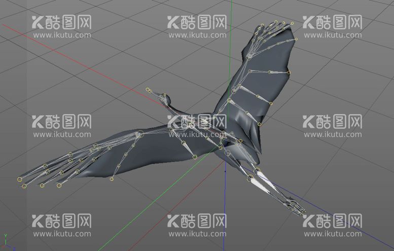 编号：98213510120132592107【酷图网】源文件下载-C4D 模型带骨骼绑定的仙鹤