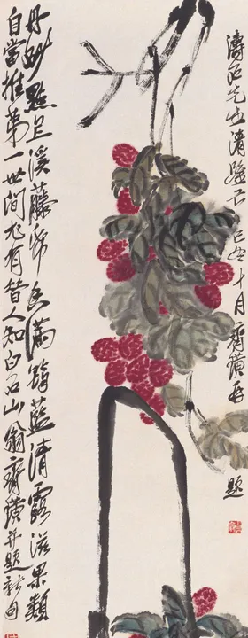 齐白石国画古树水墨山水中堂