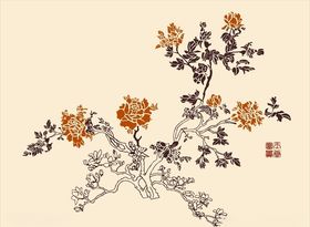 硅藻泥背景梅花