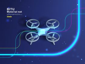 科技感无人机在蓝色光效中