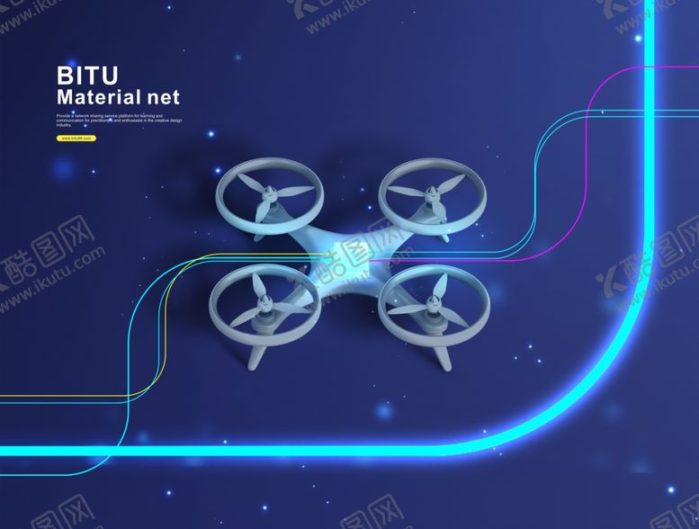 编号：84782611251649457476【酷图网】源文件下载-科技感无人机在蓝色光效中