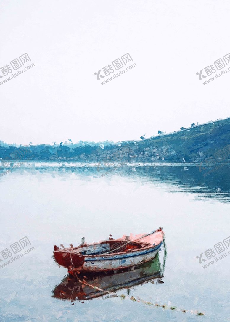编号：41326710091416199041【酷图网】源文件下载-5070电子油画装饰画湖面小船