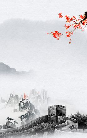 水墨风祖国山河背景