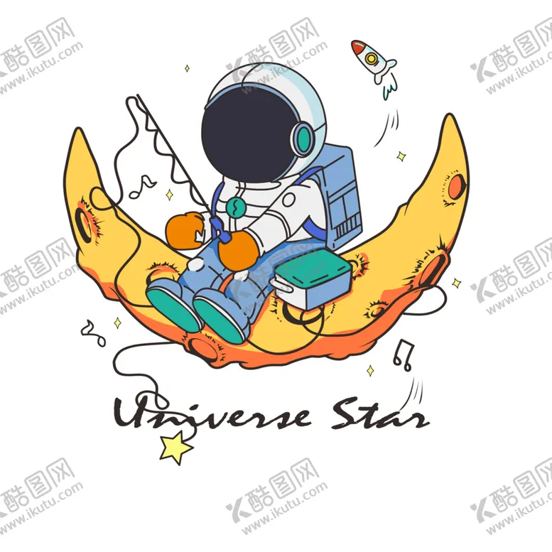 编号：67972401270832423582【酷图网】源文件下载-卡通弯月宇航员印花图案设计