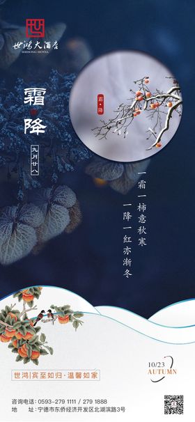 霜降简约节气海报