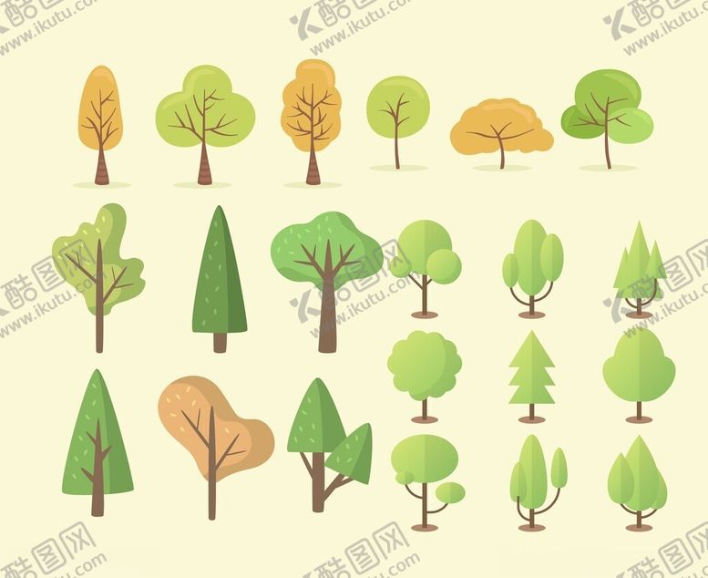 编号：63981204030204297661【酷图网】源文件下载-多样树木插画