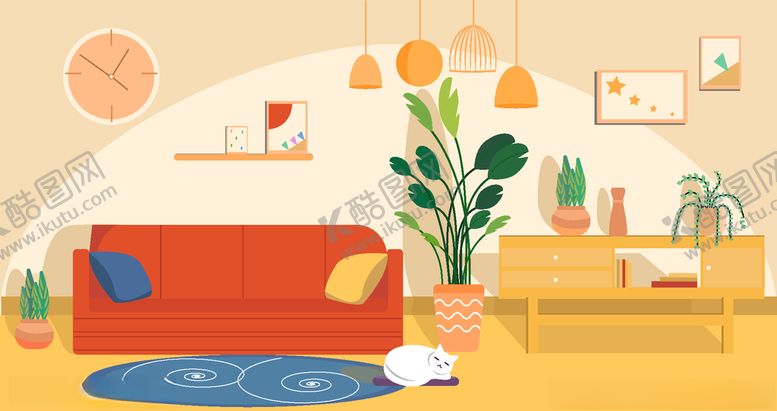 编号：82573810290151512448【酷图网】源文件下载-卡通室内插画