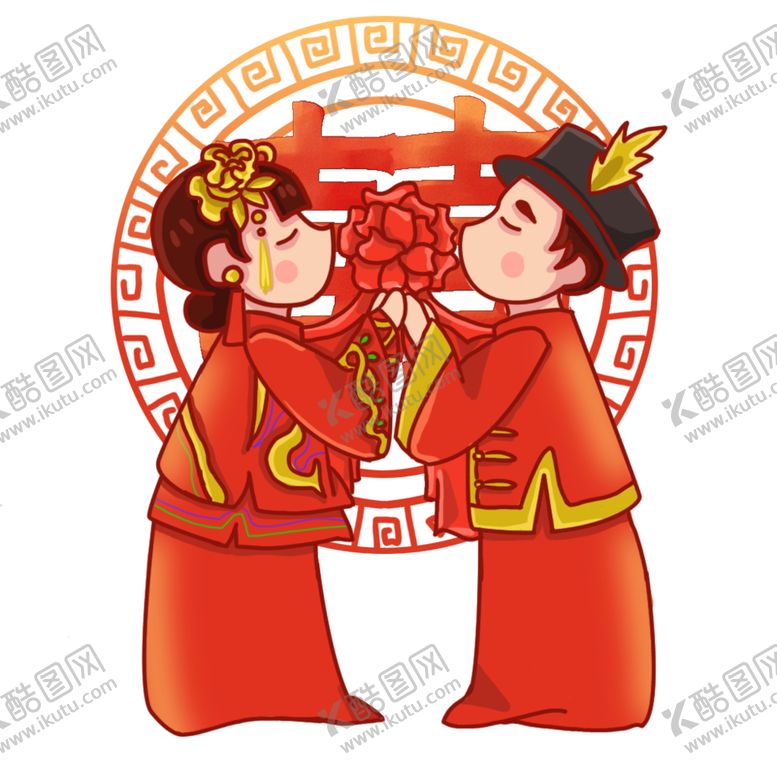 编号：54567303310656545241【酷图网】源文件下载-卡通新郎新娘PNG免扣素材