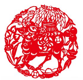 牛年剪纸插画