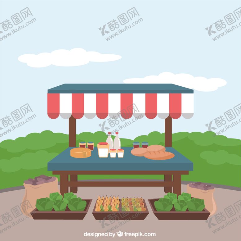编号：92237503221831405410【酷图网】源文件下载-蔬菜摊设计矢量