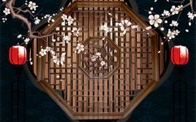 矢量腊月梅花花鸟画