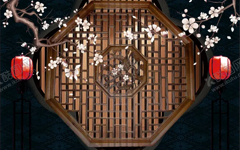 编号：12698107010019205159【酷图网】源文件下载-花鸟画梅花背景墙