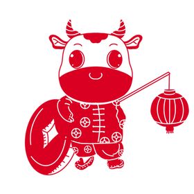 牛年剪纸插画