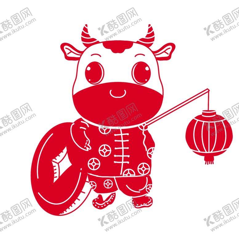 编号：14058907121026042808【酷图网】源文件下载-牛年剪纸插画
