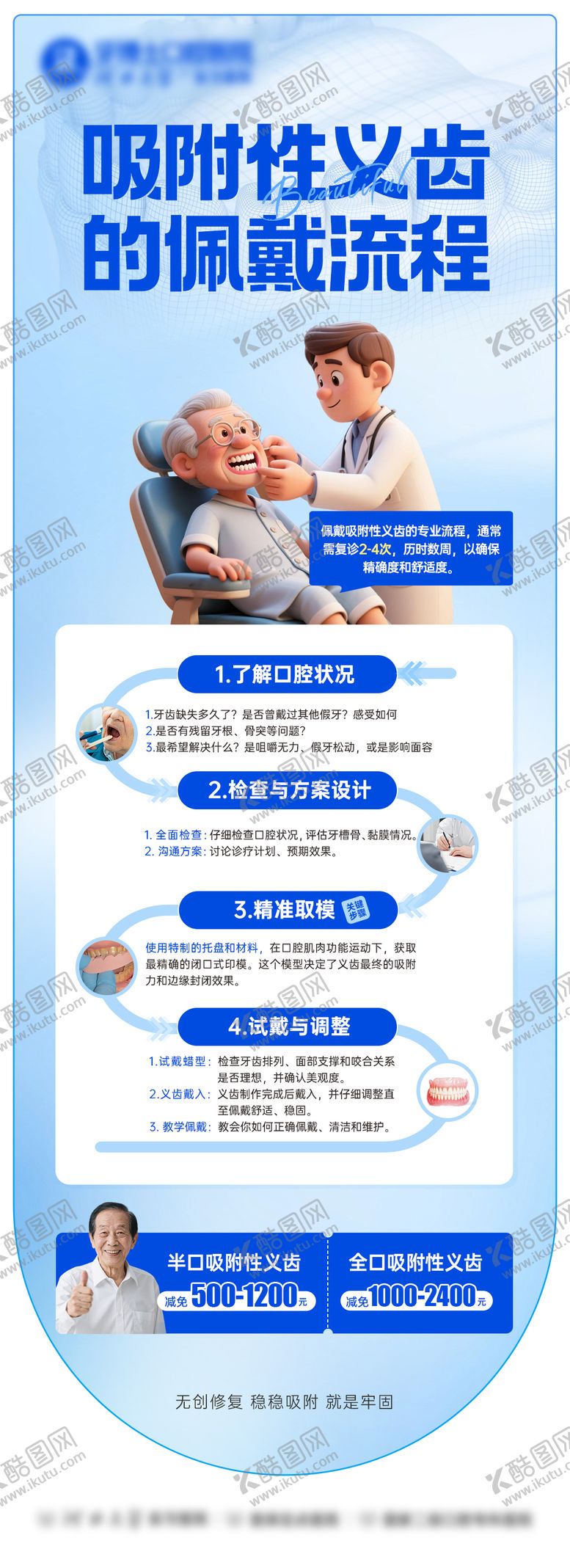 编号：78209512051358034032【酷图网】源文件下载-口腔吸附性义齿假牙海报