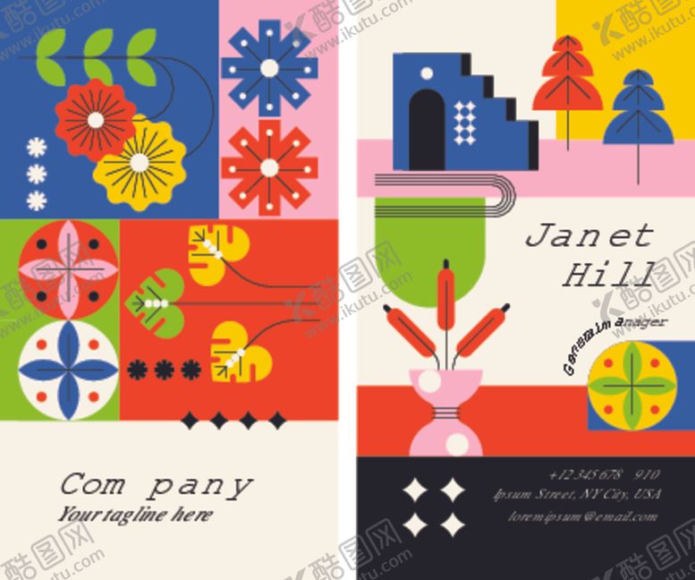 编号：78207810060434551723【酷图网】源文件下载-复古风格几何图案名片设计