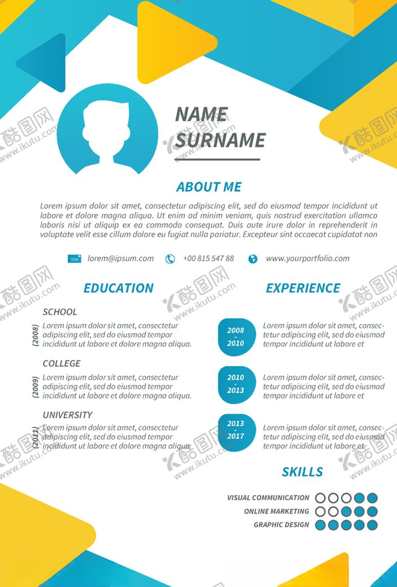 编号：39389109270301495481【酷图网】源文件下载-简历模板