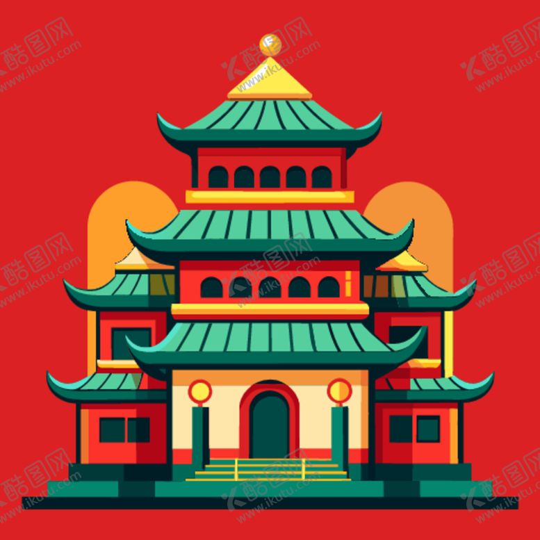 编号：63360501122025465830【酷图网】源文件下载-中国风古建筑插图