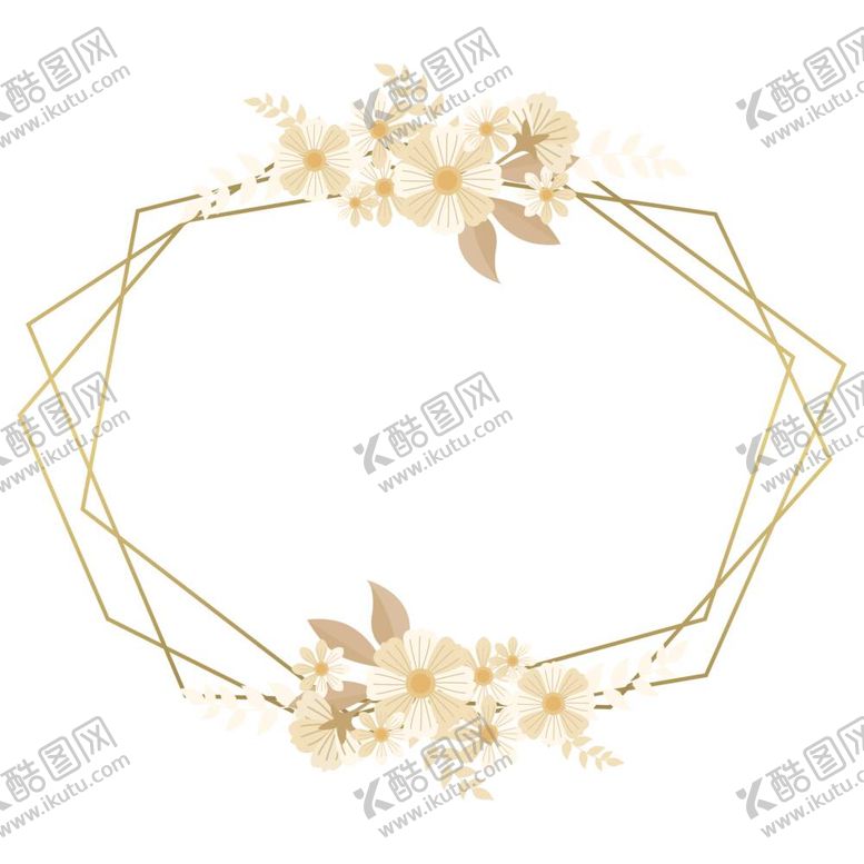 编号：73123010191947422029【酷图网】源文件下载-金色边框植物花环