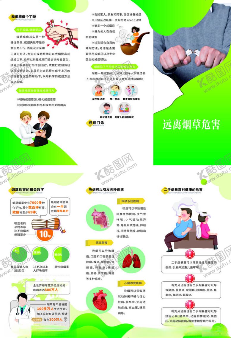 编号：77283211021442588477【酷图网】源文件下载-远离烟草危害三折页