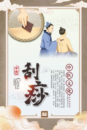 刮痧中医传统活动宣传海报素材