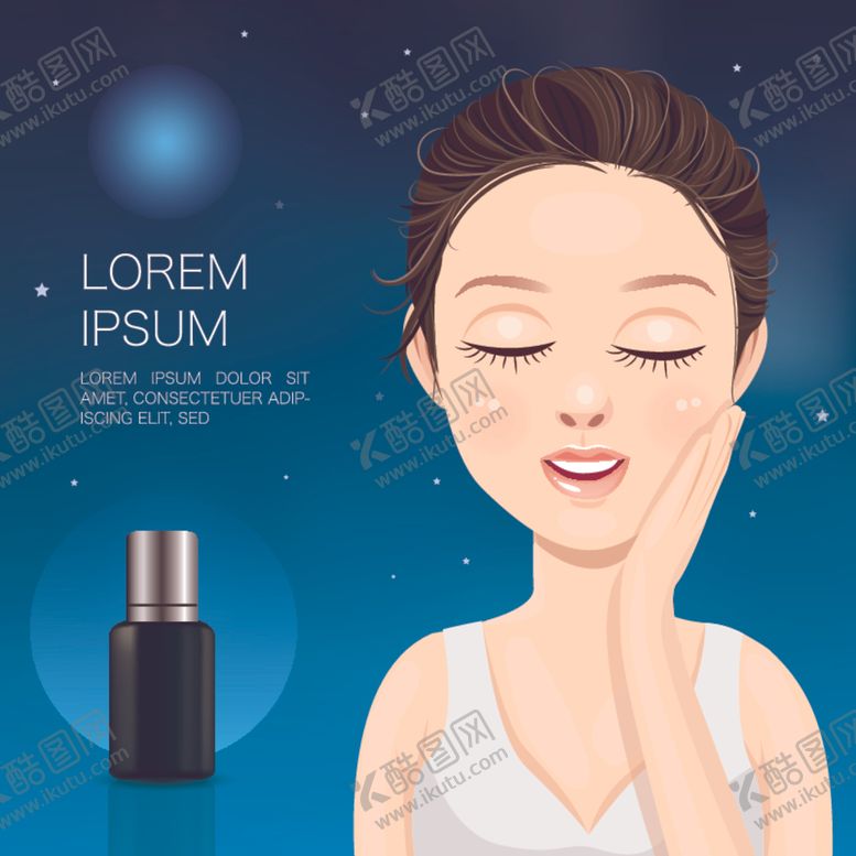 编号：64674209170440065943【酷图网】源文件下载-女孩做面膜保养插画