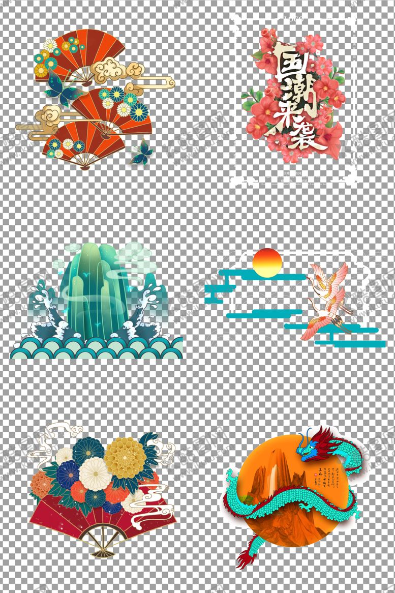 编号：15978306152011069592【酷图网】源文件下载-国潮手绘插画