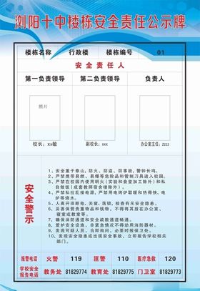 楼栋安全责任公示牌