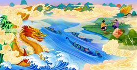 端午节插画粽子活动粽子包装背景五月初五