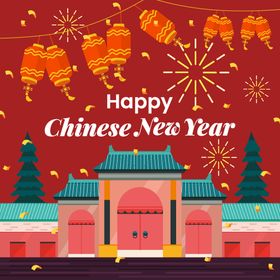 新年背景中国中国风春快乐贺卡