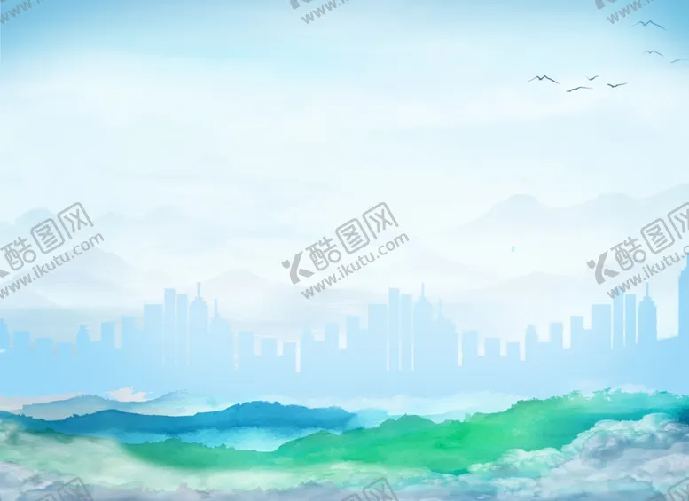 编号：33091002100524374581【酷图网】源文件下载-淡蓝色小清新水墨背景