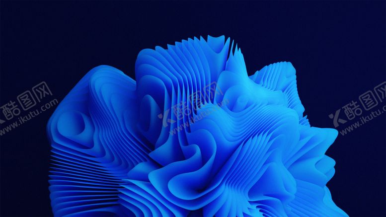 编号：37388401250647593665【酷图网】源文件下载-蓝色花朵3d抽象造型