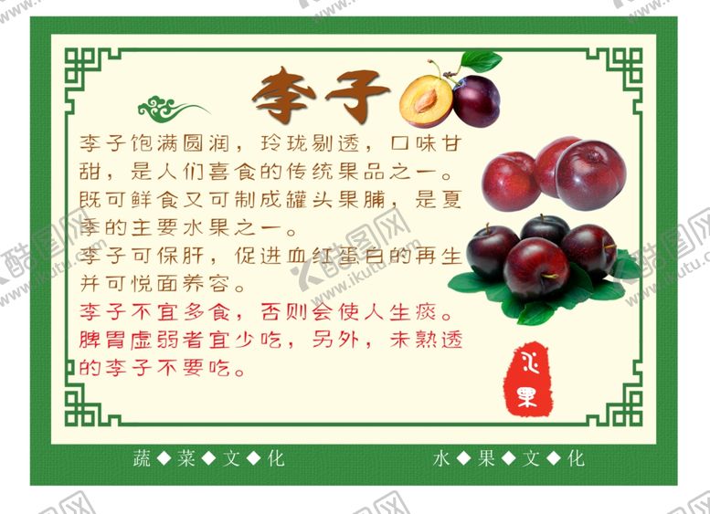 编号：71904010141640428821【酷图网】源文件下载-水果养生之李子