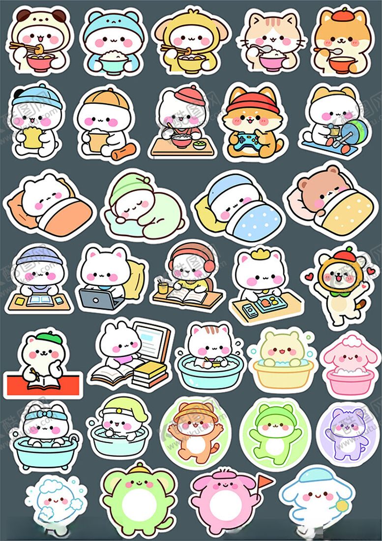 编号：60470104242348548142【酷图网】源文件下载-可爱小动物卡通表情包贴纸大集合