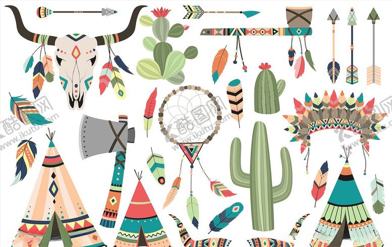 编号：65102109241927005682【酷图网】源文件下载-部落元素的矢量素材