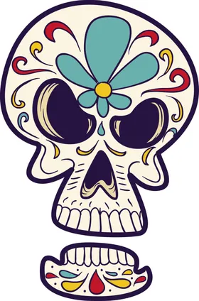 卡通手绘高清骷髅印花彩色插图